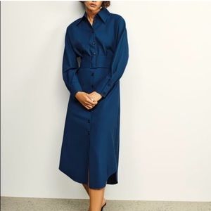 NWOT Zara Wool Blend Belted Midi Shirt Dress